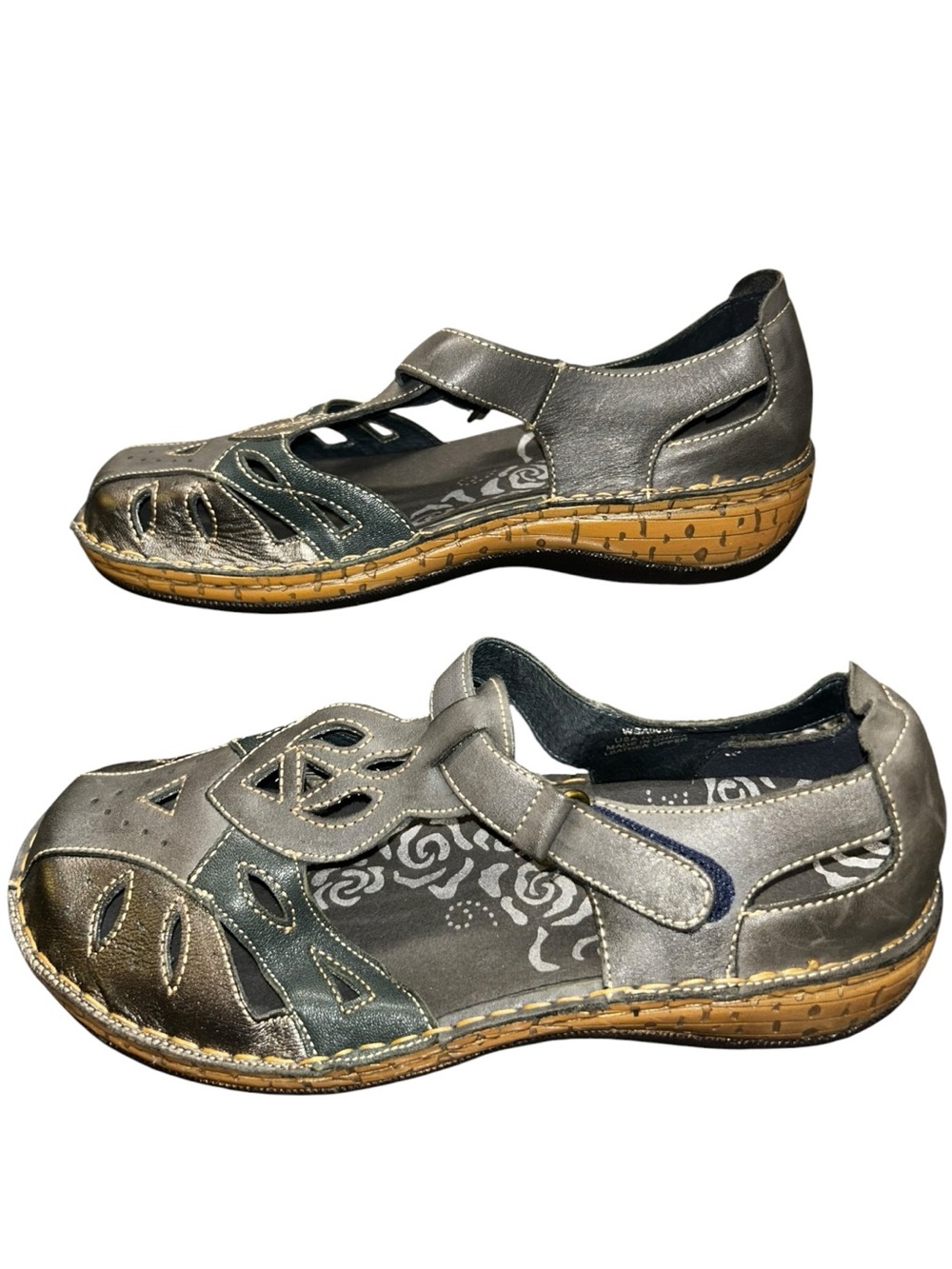 Propét Leather Mary Jane Comfort Shoes Gray Women’s Size 10 Wide W Orthopedic
